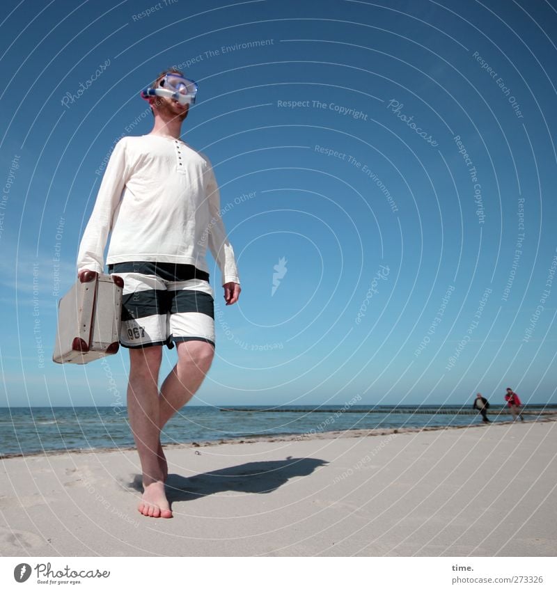 Hiddensee | Unauffällige Geldübergabe Mensch maskulin Mann Erwachsene Körper 3 30-45 Jahre Umwelt Sand Wasser Himmel Horizont Frühling Schönes Wetter Küste
