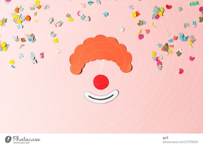 Clown und Konfetti Freizeit & Hobby Basteln Feste & Feiern Karneval Haare & Frisuren rothaarig Papier Dekoration & Verzierung Zeichen Lächeln lachen