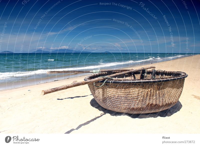 Fernweh Himmel Horizont Sommer Schönes Wetter Meer Sehnsucht Vietnam Strand Sand Einsamkeit Menschenleer Farbfoto Außenaufnahme Textfreiraum oben Tag