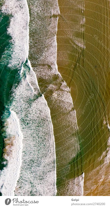 Wunderschöne Luftaufnahme eines Strandes mit Wellen Ferien & Urlaub & Reisen Tourismus Sommer Sonne Meer Tapete Natur Landschaft Sand Küste Fluggerät natürlich