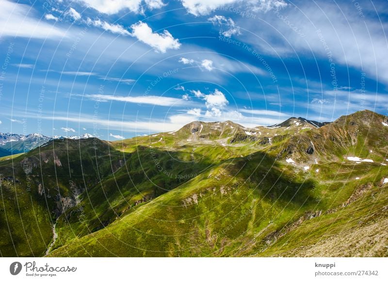 endless landscape Umwelt Natur Landschaft Pflanze Himmel Wolken Horizont Sonne Sonnenlicht Sommer Herbst Schönes Wetter Wärme Gras Sträucher Hügel Felsen Alpen
