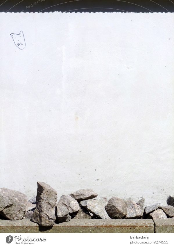 Das Teufelchen an die Wand malen Wandmalereien Kritzelei Mauer Fassade Straße Wege & Pfade Wegrand Stein Beton Zeichen Graffiti zeichnen Coolness hell grau