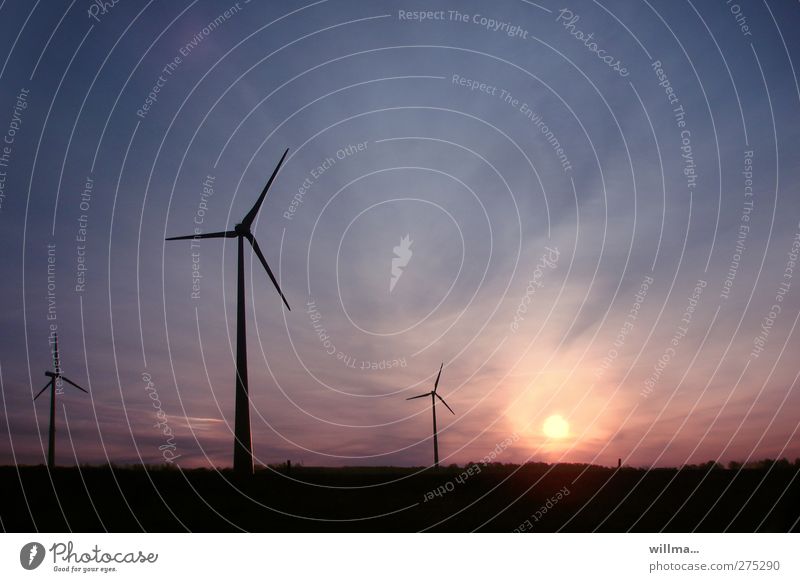 Sonnen-Wind-Energie Energiewirtschaft Erneuerbare Energie Windkraftanlage Energiekrise Windrad Umwelt Himmel Sonnenaufgang Sonnenuntergang Fortschritt