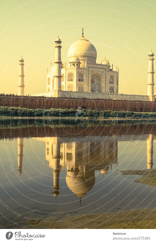 Taj Mahal Agra Architektur Attraktion Indien Denkmal Sehenswürdigkeit Sightseeing Tourismus Gebäude Menschenleer Ferien & Urlaub & Reisen Reisefotografie Wasser