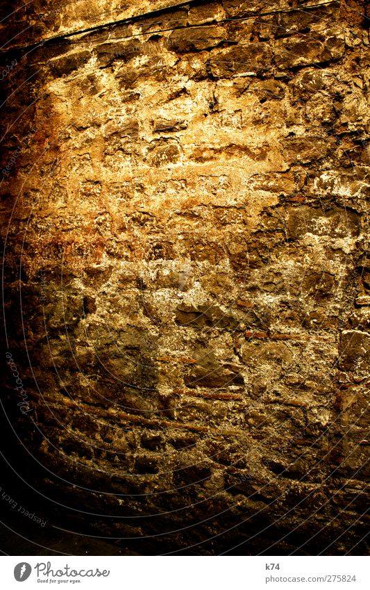 old wall Mauer Wand Fassade Stein alt dreckig fest stark Wärme gelb Hintergrundbild Farbfoto Außenaufnahme Menschenleer Textfreiraum oben Textfreiraum unten