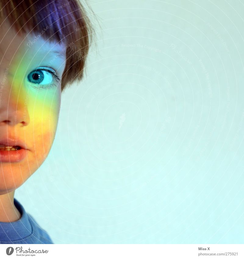 bis hier und nicht weiter Mensch Kind Kleinkind 1 1-3 Jahre 3-8 Jahre Kindheit Blick mehrfarbig Regenbogen regenbogenfarben entdecken Neugier Farbfoto