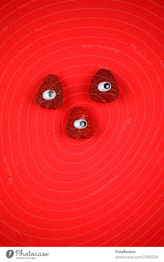 #A# Drei Süße Kunst ästhetisch Himbeeren Himbeereis rot Frucht Auge süß Comic 3 Farbfoto mehrfarbig Innenaufnahme Studioaufnahme Nahaufnahme Detailaufnahme