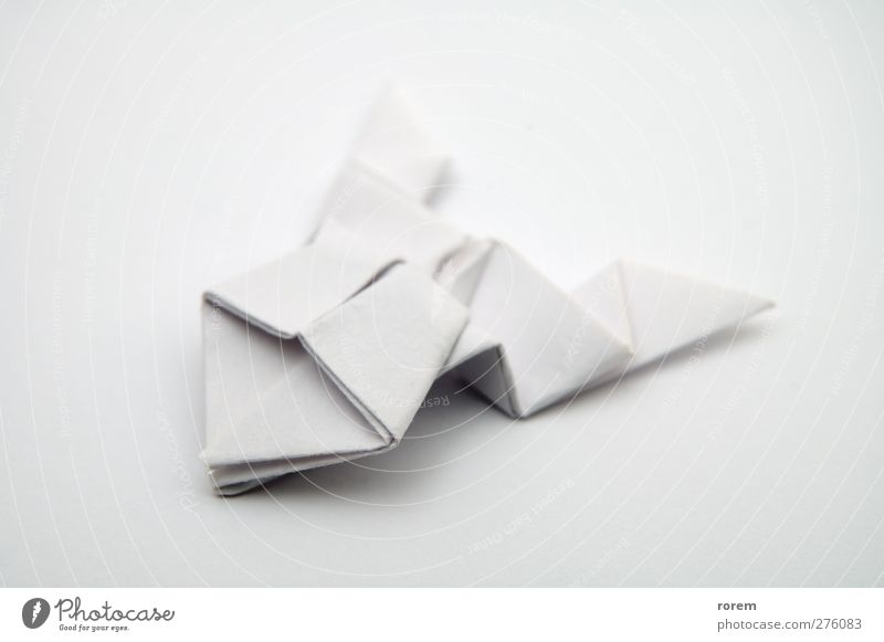 Papierfrosch Freizeit & Hobby Handarbeit Spielzeug weiß gefaltet Origami Nahaufnahme Menschenleer Hintergrund neutral Schwache Tiefenschärfe Freisteller