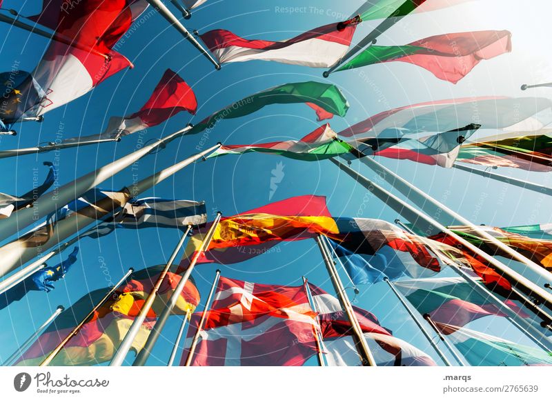 EU Wolkenloser Himmel Zeichen Fahne Politik & Staat Europa Wahlen Deutschland Spanien Frankreich Italien Polen Portugal Bündnis Griechenland Nationalflagge