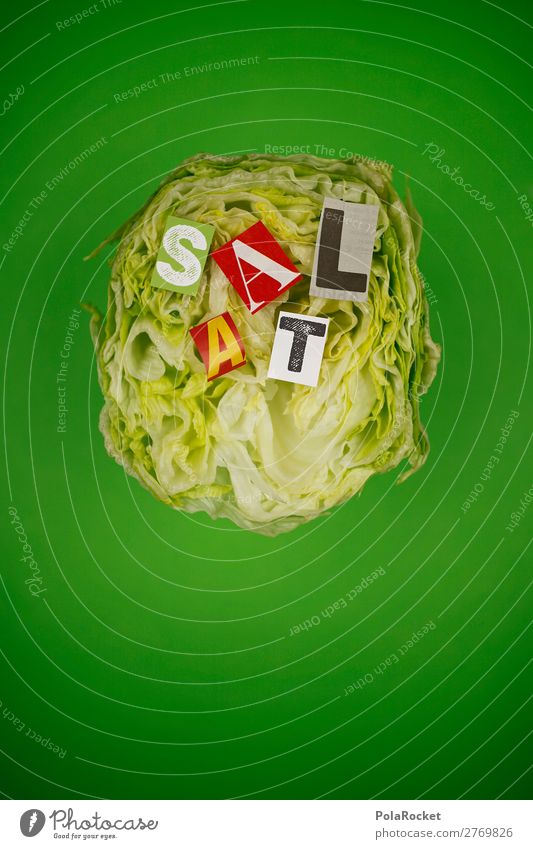 #A# SaLaT Kunst Kunstwerk ästhetisch Salat Salatbeilage Salatblatt Salatbesteck Eisbergsalat grün Vegetarische Ernährung Buchstaben Farbfoto mehrfarbig