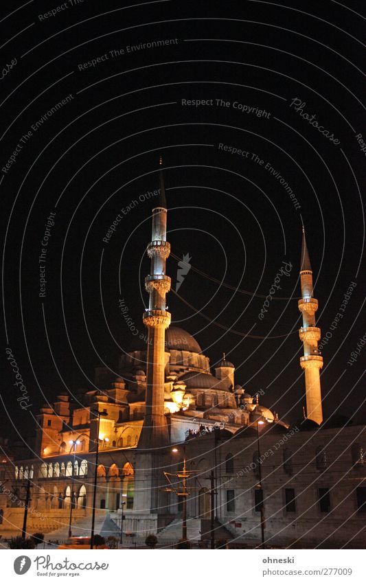 Istanbul at Night Bauwerk Architektur Moschee Minarett Sehenswürdigkeit Glaube Religion & Glaube Islam Islam-Hodscha-Minarett Farbfoto Außenaufnahme