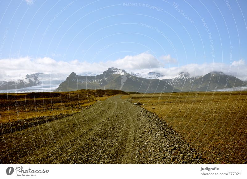 Island Umwelt Natur Urelemente Erde Himmel Wolken Klima Felsen Berge u. Gebirge Schneebedeckte Gipfel Gletscher Straße Wege & Pfade natürlich Idylle