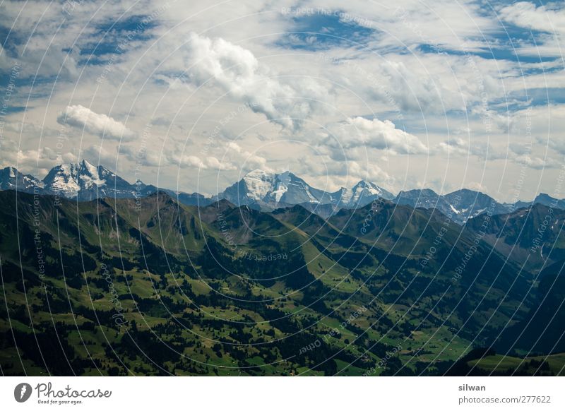 grasig grün > felsig grau > himmlig blau/weiss wandern Natur Landschaft Himmel Wolken Sommer Schönes Wetter Hügel Felsen Berge u. Gebirge Gipfel
