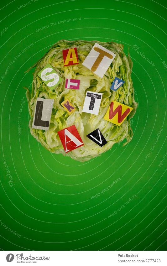 #A# Salatgrün Kunst Kunstwerk ästhetisch Salatbeilage Eisbergsalat Buchstaben Kreativität Idee Design Designwerkstatt Farbfoto mehrfarbig Innenaufnahme