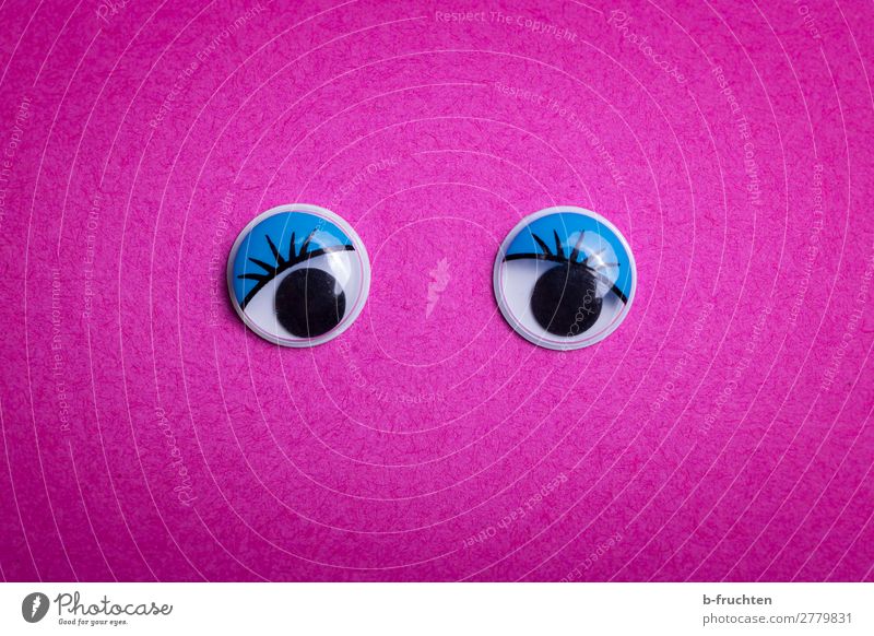 Augen auf! Schreibwaren Papier Dekoration & Verzierung beobachten Blick violett rosa wackelaugen Blick in die Kamera feminin Symbole & Metaphern Farbfoto
