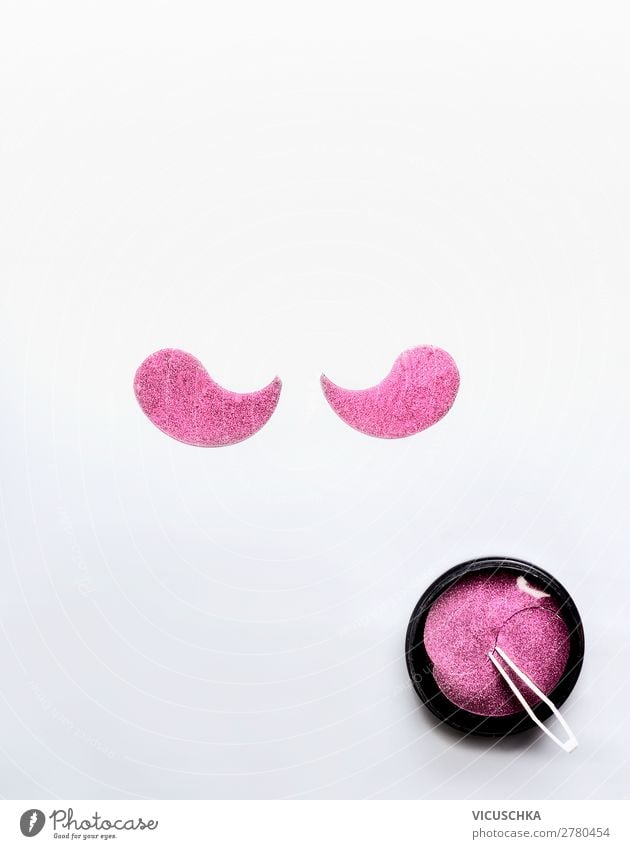 Rosa Eye Patches für Augenpflege Stil Design schön Gesicht Kosmetik Gesundheit Behandlung Mode rosa Hintergrundbild Packung eye patches Pinzette Hydrogel