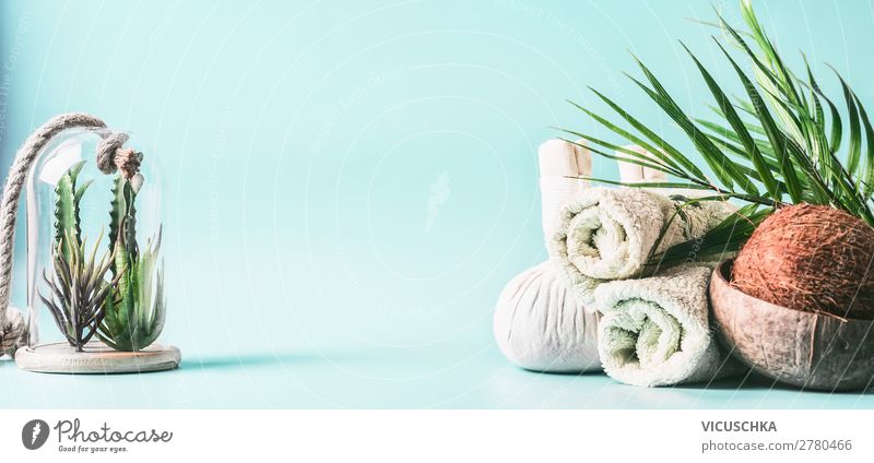 Spa Hintergrund. Massage und Wellness Behandlung. Stil Design schön Körperpflege Gesundheit Alternativmedizin Erholung Tisch Hintergrundbild Aloe Handtuch