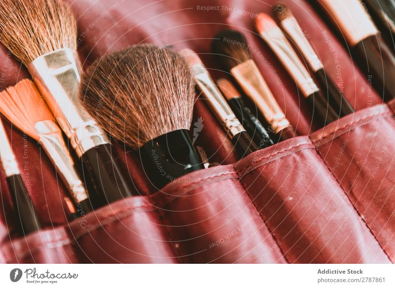 Bürstensatz im Beutel Schminke Kulisse Sammlung Tasche außergewöhnlich Mode Beautyfotografie professionell Glamour Gesichtsbehandlung Werkzeug Accessoire Gerät