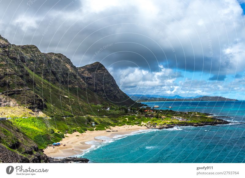 Oahu's Küste Ferien & Urlaub & Reisen Tourismus Ausflug Abenteuer Ferne Freiheit Expedition Sonnenbad Strand Meer Insel Wellen Natur Landschaft Wasser Himmel