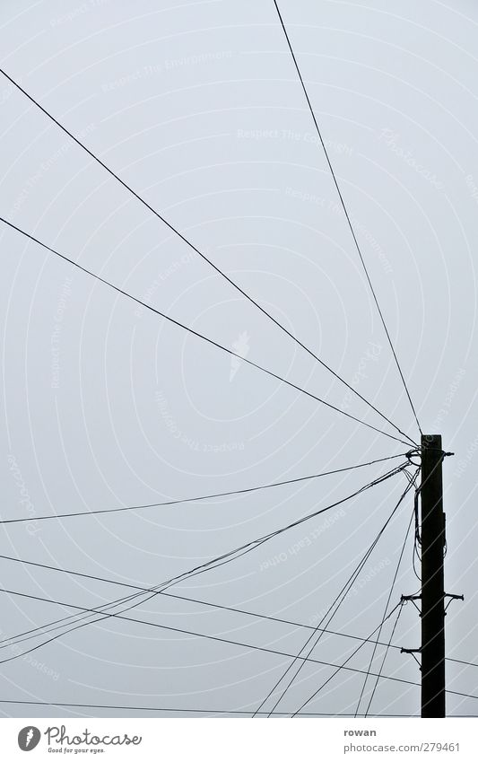 kabelsalat Energiewirtschaft grau Elektrizität Strommast Kabel Kabelsalat unordentlich Linie Vernetzung Stromverbrauch Stromtransport Telefonmast Anschluss