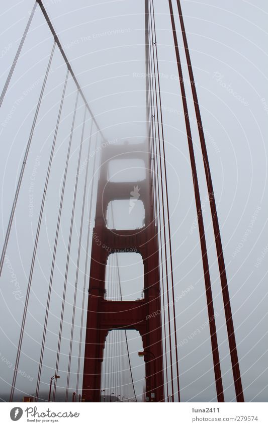 Golden Gate Bridge Himmel Nebel Stadt Brücke Sehenswürdigkeit Wahrzeichen rot San Francisco Farbfoto Außenaufnahme Menschenleer