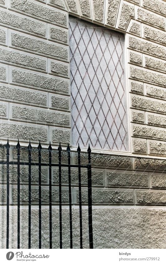 Graustufen Gebäude Fassade Fenster modern Stadt grau ästhetisch Stil Gitternetz Metallzaun Linie Farbfoto Außenaufnahme Muster Strukturen & Formen Tag
