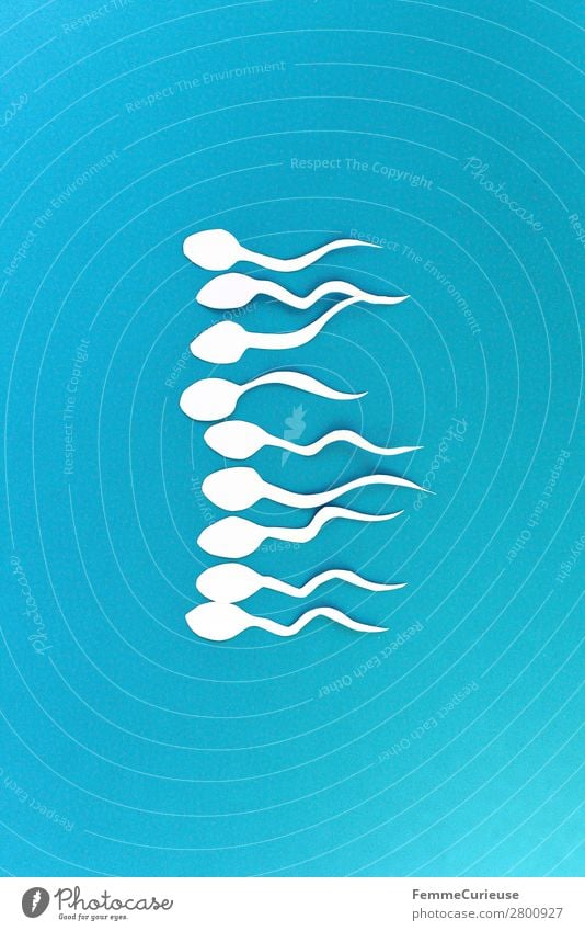 Symbol picture - a group of sperm Zeichen Sex Sexualität Spermien blau weiß Symbole & Metaphern Biologie Grafik u. Illustration Grafische Darstellung Papier
