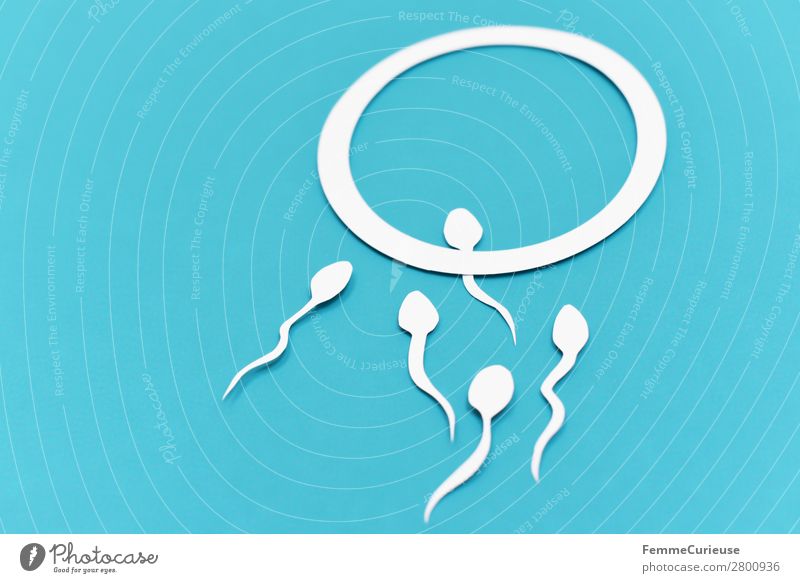 Reproduction - Sperm on their way to the egg cell Zeichen Sex Sexualität Eizelle Spermien weiß türkis Fertilisation fruchtbar Kinderwunsch Familienplanung