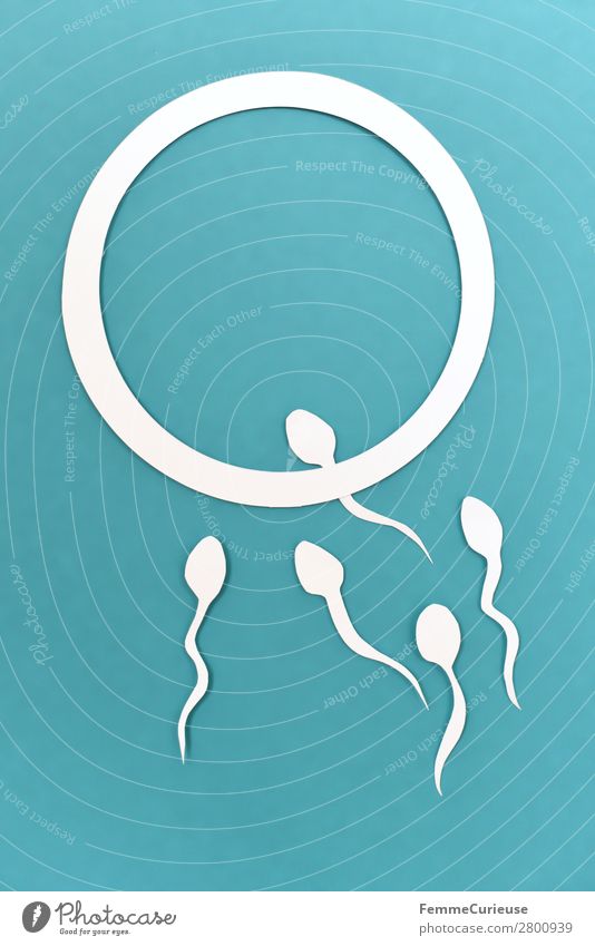 Reproduction - sperm swimming to egg cell Zeichen Sex Sexualität Eizelle Spermien Fertilisation Kinderwunsch Symbole & Metaphern Grafik u. Illustration