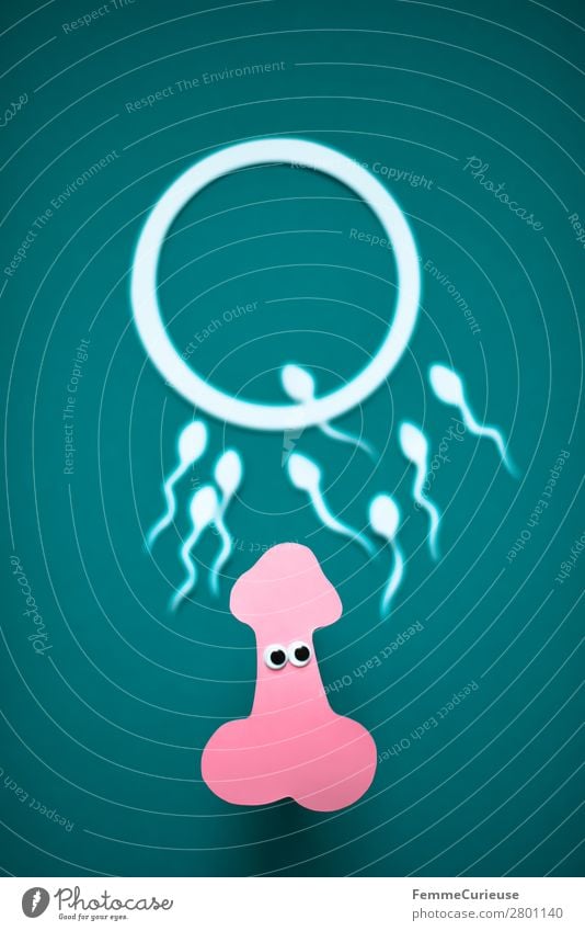 Symbol image for reproduction Zeichen Sex Sexualität Penis Eizelle Spermien rosa weiß türkis Symbole & Metaphern Grafik u. Illustration Grafische Darstellung