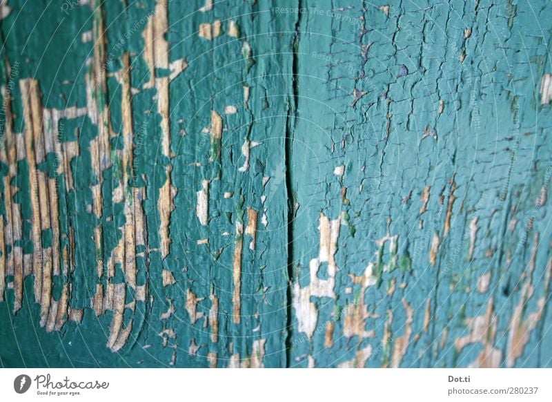 Türquoise Holz alt türkis Vergänglichkeit Farbstoff Riss abblättern Farbschicht verfallen Farbfoto Außenaufnahme Nahaufnahme Detailaufnahme Strukturen & Formen