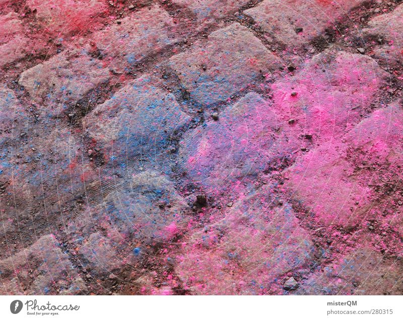 Holi Shit III Kunst ästhetisch Bodenbelag Pflastersteine Farbfoto Farbe Farbstoff Farbfleck Farbenspiel Farbverlauf Farbton Farbenwelt Farbmittel rosa blau