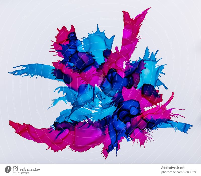 Mischung aus bunter Farbe malen mischen mehrfarbig dick abstrakt Kunst liquide Tinte Fleck Design Flüssigkeit fließen verschütten Farbstoff hell Spektrum