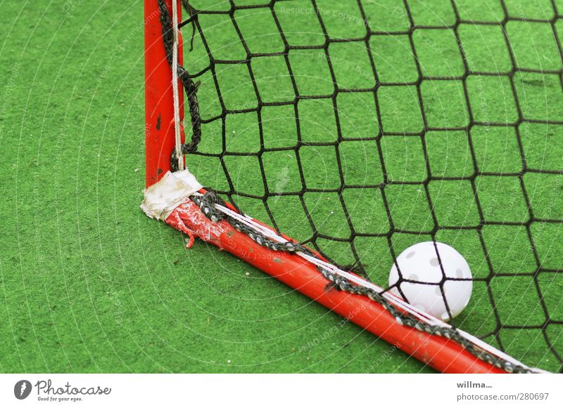 Das Tor des Monats Fußball Fußballtor Hockey Spielen Freizeit & Hobby Sportrasen Sportstätten grün rot weiß kaputt repariert
