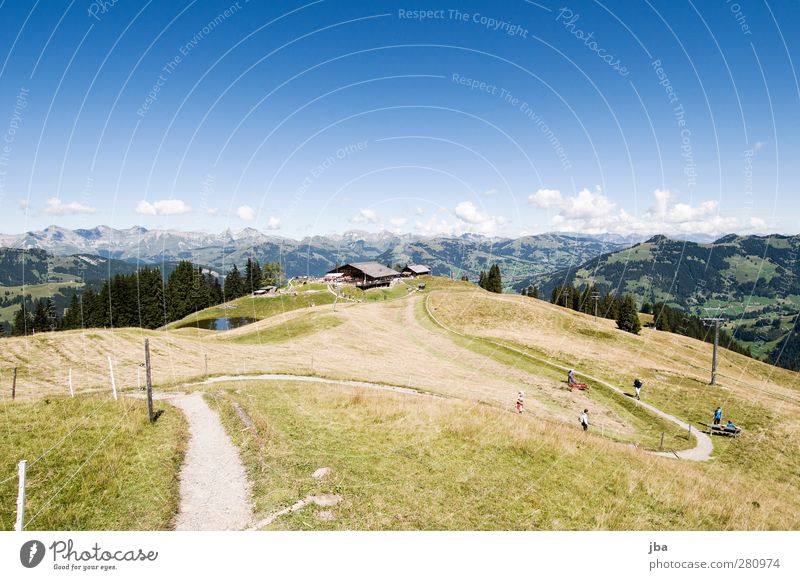 Wispile harmonisch Tourismus Ausflug Sommer Berge u. Gebirge wandern Skilift Natur Landschaft Gras Heu Alpen Saanenland Bergstation Bergrestaurant Fußweg
