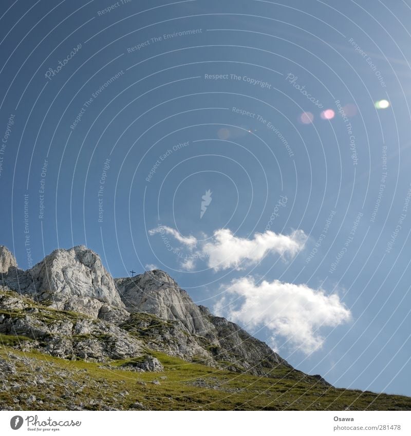 Gipfelkreuz Ferien & Urlaub & Reisen Tourismus Abenteuer Freiheit Berge u. Gebirge wandern Natur Landschaft Himmel Sommer Schönes Wetter Felsen Alpen