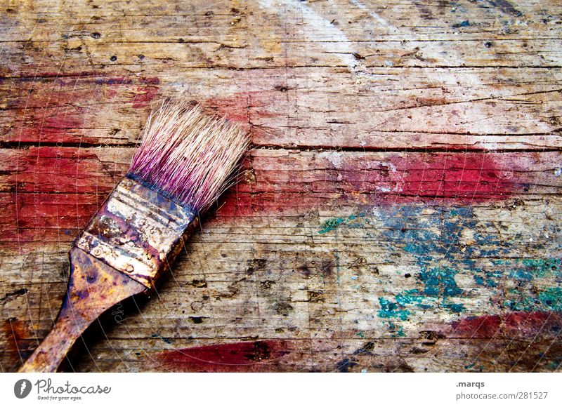 Montagsmaler Anstreicher Künstler Maler Pinsel Holz alt schön mehrfarbig Beratung Kreativität Leidenschaft Vergangenheit Hintergrundbild Farbfleck Holzplatte