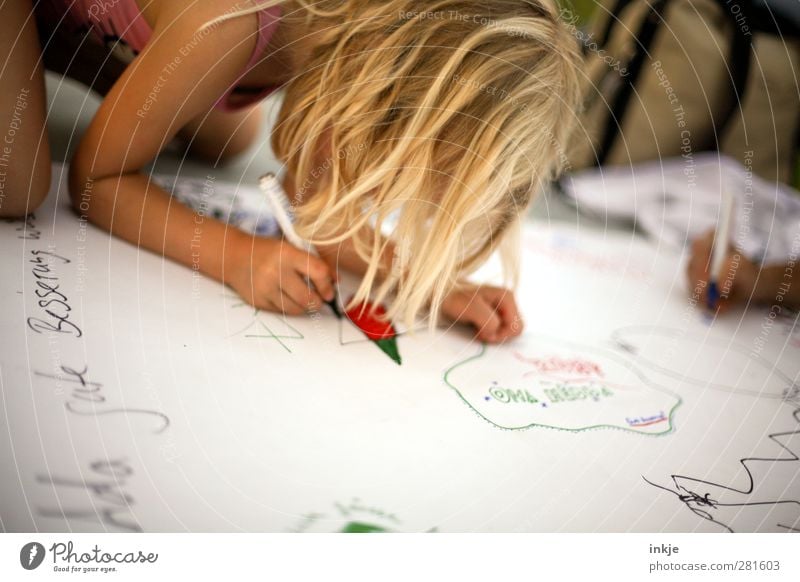 Gute Besserung! Gesundheit Krankheit Freizeit & Hobby Spielen Kind Kleinkind Kindheit Leben 1 Mensch 3-8 Jahre Schreibstift Schriftzeichen hocken knien zeichnen