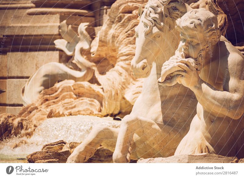 Detail von Fontana di Trevi, Rom, Italien trevi Springbrunnen Roma Tour Italienisch Kunst Europäer Denkmal Bernini Europa Gebäude Panzer klassisch Stein Tritons