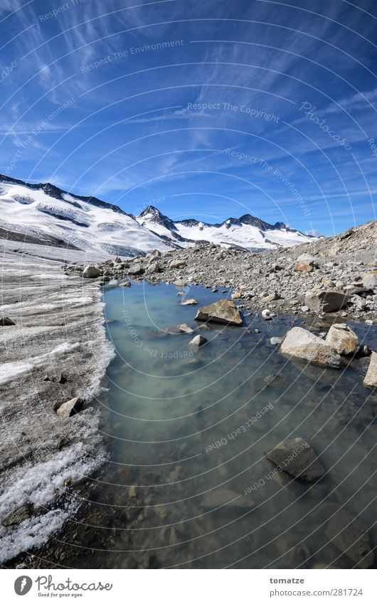 Gletscher Landschaft blau Natur Berge Schnee Farbfoto Außenaufnahme Tag Weitwinkel