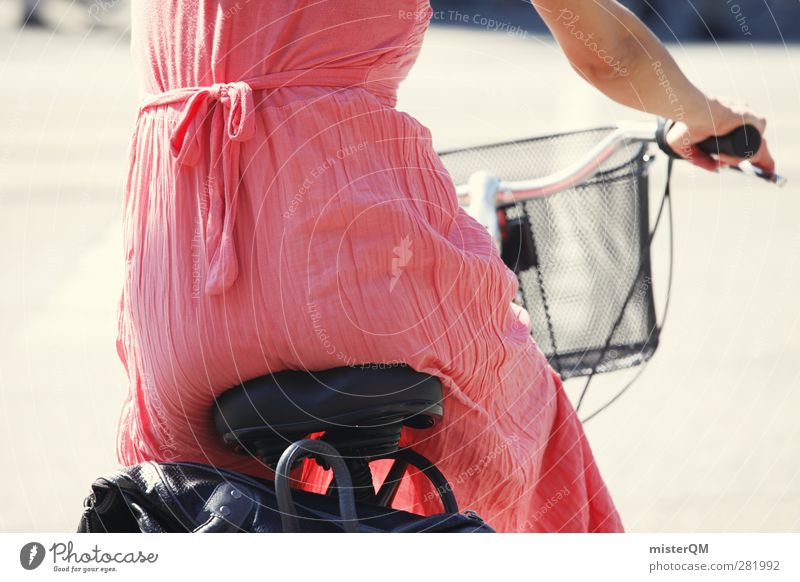 City Drive. Kunst ästhetisch Alltagsfotografie Frau Frauenbein Gesäß Fahrradfahren Freizeit & Hobby rosa rosarote Brille Kleid Kleiderbügel Lenkrad Leichtigkeit