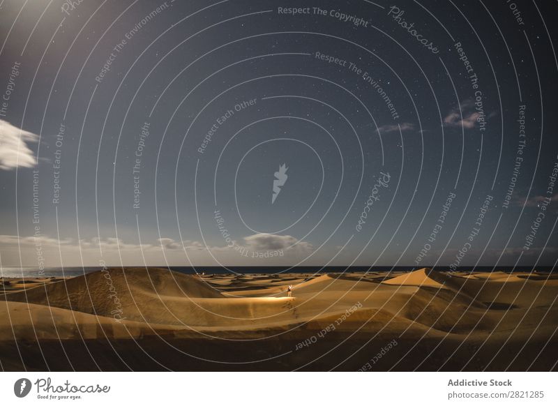 Blick auf die Dünen bei Nacht Dunes Aussicht Sand Natur Landschaft Wüste Ferien & Urlaub & Reisen regenarm Tourismus trocken schön Menschenleer blau Ausflug