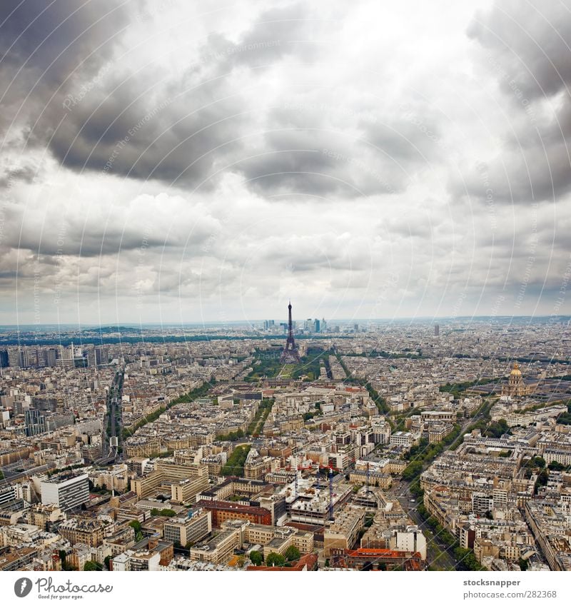 Paris Frankreich Stadt Fluggerät Architektur Tour d'Eiffel Turm Wolken Tag Französisch