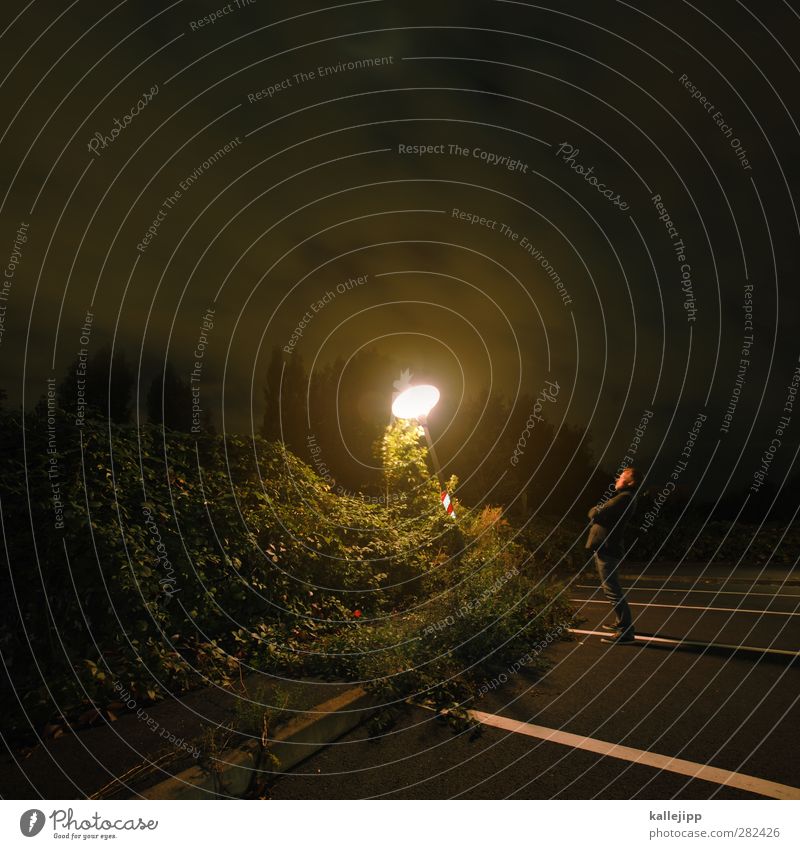 gute besserung frank Mensch maskulin Mann Erwachsene 1 30-45 Jahre stehen Lampe Laterne Licht Parkplatzbeleuchtung Einsamkeit Himmel (Jenseits) Farbfoto