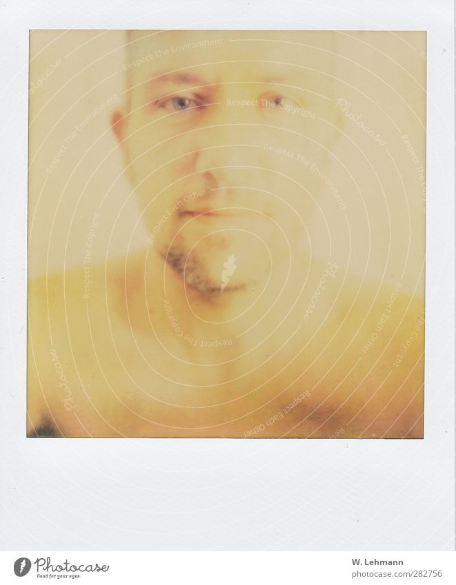 Polaroid Nr. 1 Self Mensch maskulin Mann Erwachsene Kopf Hals Schulter 30-45 Jahre Dreitagebart alt Freundlichkeit dünn klug schön gelb Impossible Project