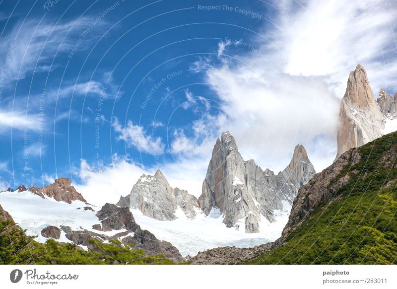 majestätische Berge Abenteuer Argentinien blau Chile Wolken Wald gutes Klima gutes Wetter grün Berge u. Gebirge Natur Außenaufnahme Park Patagonien unverdorben