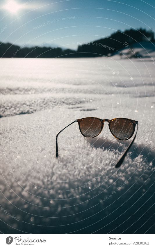 Sonnenbrille auf Schnee Lifestyle elegant Stil Design Ferien & Urlaub & Reisen Winter Winterurlaub Natur Schönes Wetter Eis Frost Österreich ästhetisch