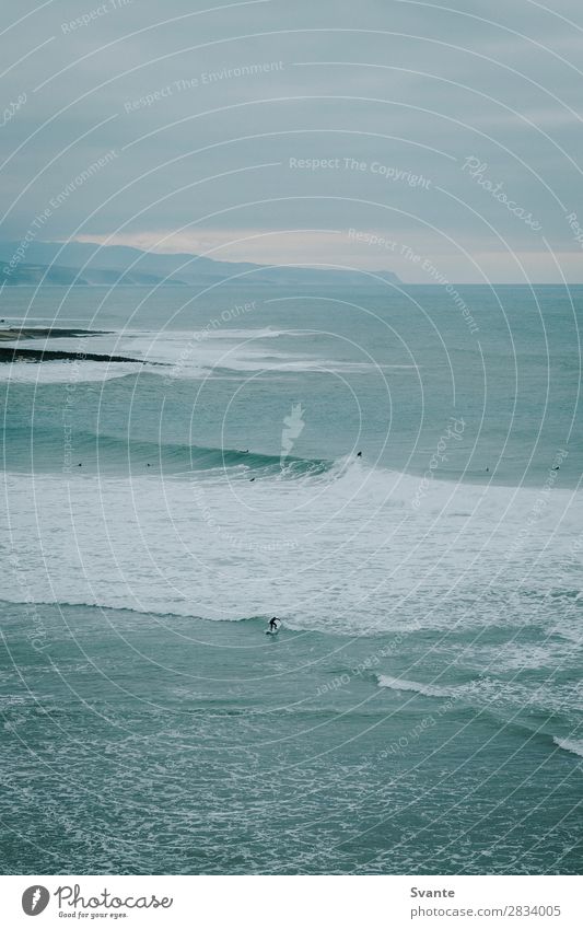 Mann surft Welle in Portugal Lifestyle Ferien & Urlaub & Reisen Abenteuer Sommerurlaub Strand Meer Wellen Sport Wassersport Mensch Erwachsene 1 18-30 Jahre