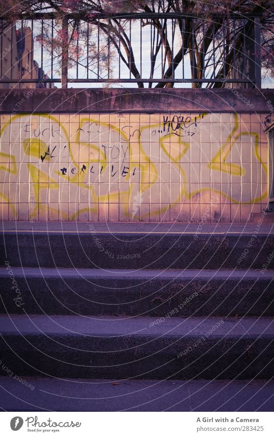 living in bliss Berlin Hauptstadt Stadtrand Tunnel Unterführung Treppe Fassade trist Graffiti retro Gedeckte Farben Außenaufnahme Menschenleer