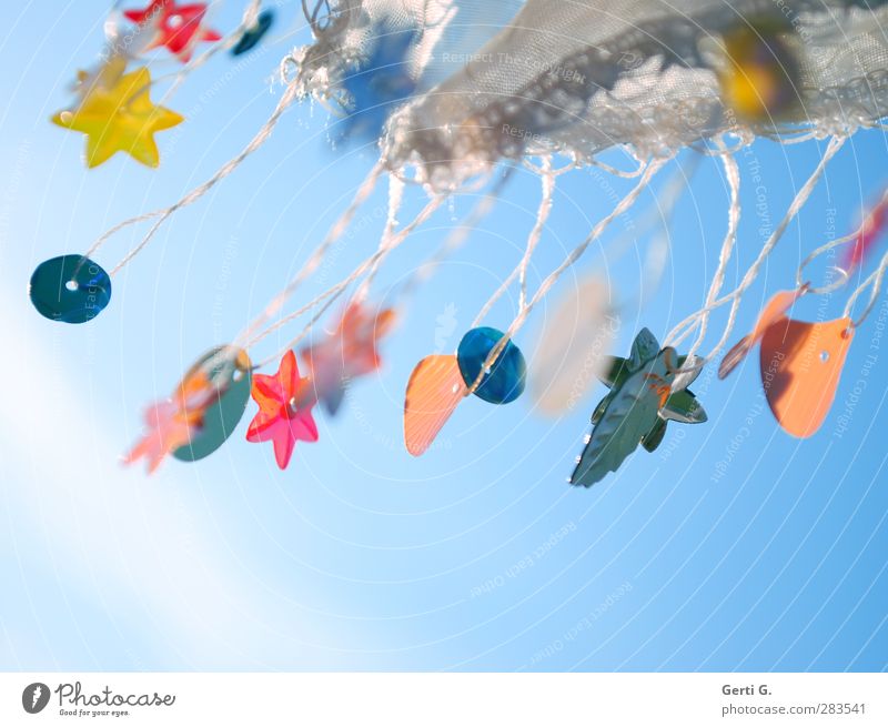 blowy Dekoration & Verzierung Kitsch Krimskrams Zeichen Bewegung fliegen hängen einzigartig viele blau mehrfarbig Gefühle Stimmung Fröhlichkeit Zufriedenheit